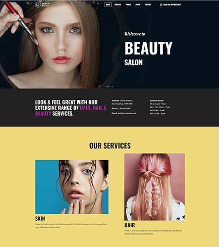 HosterFi website builder beauty salon website template screenshot