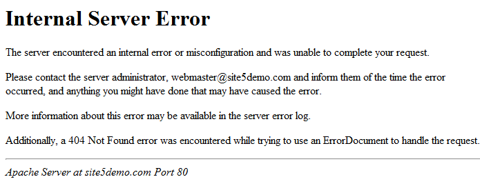 Image of an Apache server error